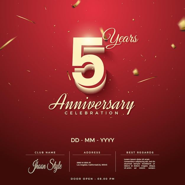 5th anniversary party invitation with vignette background