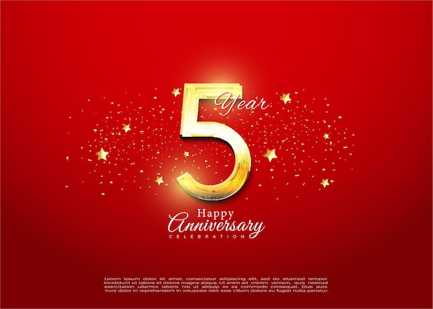 5th anniversary with very beautiful banner background vector premium design