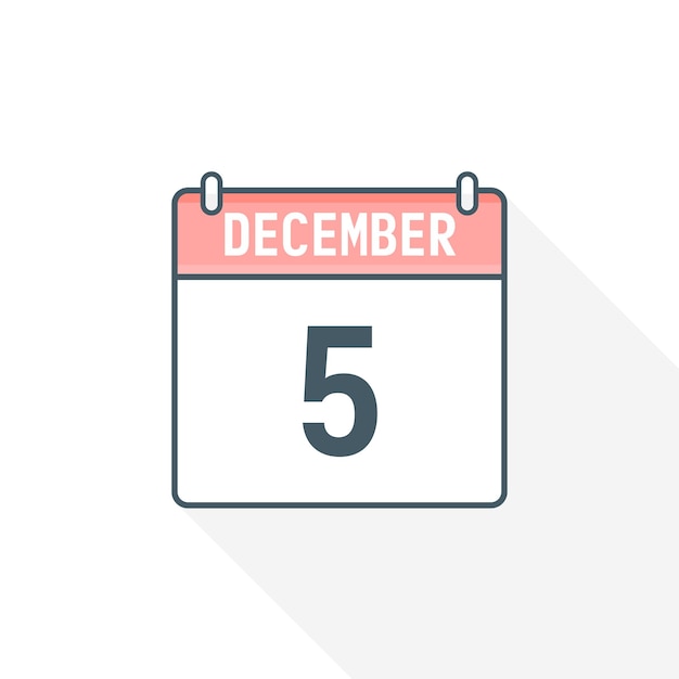 5th December calendar icon December 5 calendar Date Month icon vector illustrator