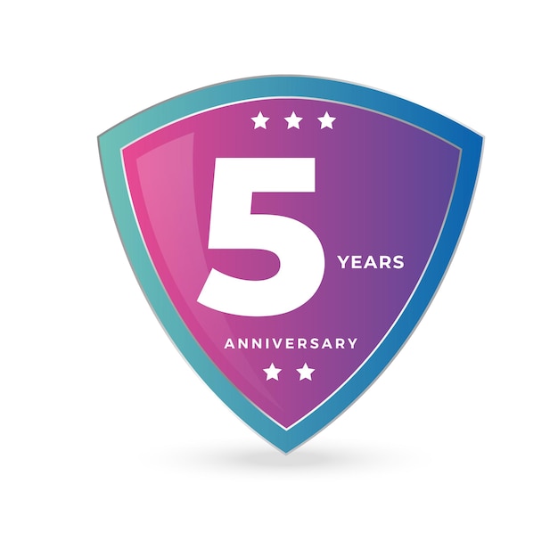 Vector 5th fifth anniversary celebrating icon logo label vector event gold color shield