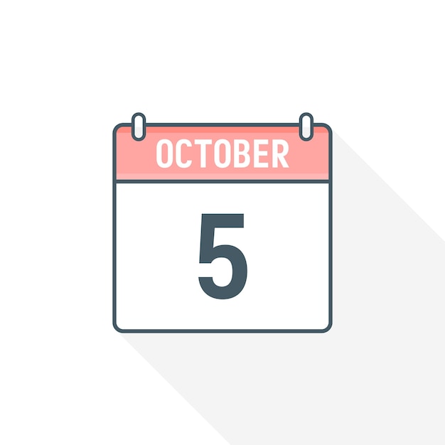 5th october calendar icon october 5 calendar date month icon vector illustrator