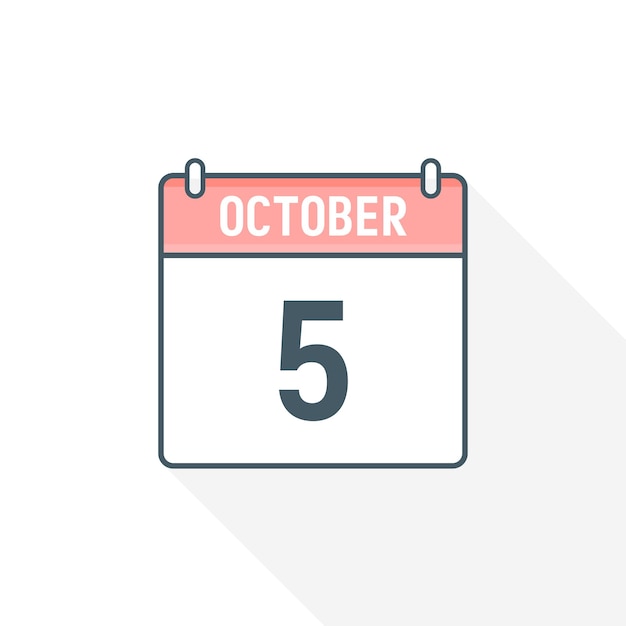 5th October calendar icon October 5 calendar Date Month icon vector illustrator