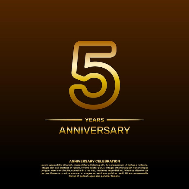 5th year anniversary design template in gold color