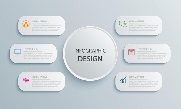 6 data infographics tab paper index template Vector illustration abstract background
