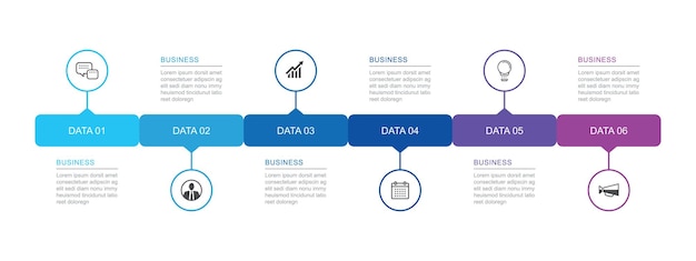 6 data infographics tab paper index timeline template Vector illustration abstract background