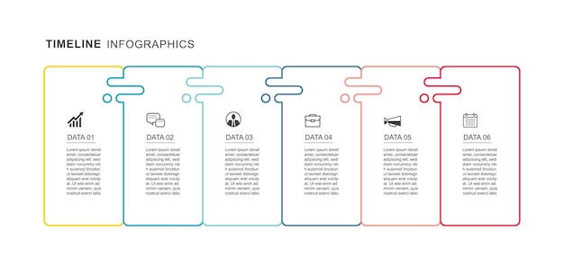 6 data infographics tab thin line index template vector illustration abstract background