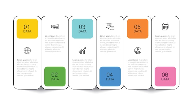 6 data infographics tab thin line index template Vector illustration abstract infographic background