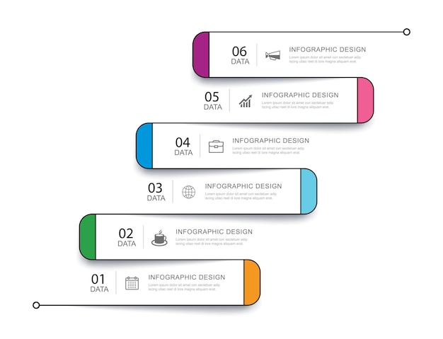 6 data infographics tab thin line index template Vector illustration abstract infographic background