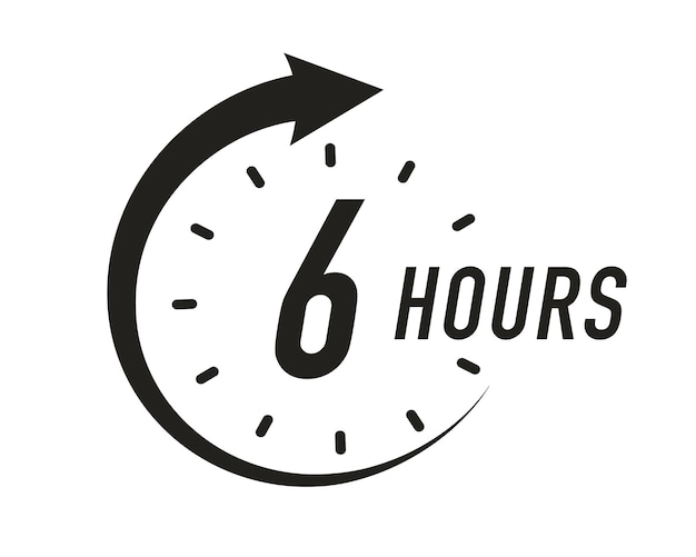 6 hours timer vector symbol black color style