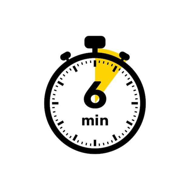 Premium Vector | 6 minutes analog clock icon white background design