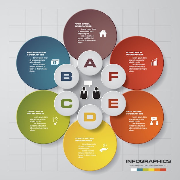 6 opties presentatie infographics sjabloon.