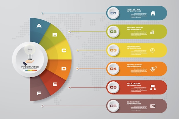 6 opties presentatie zakelijke infographics sjabloon.