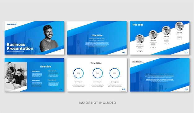 6 pages minimal business presentation slides design eps