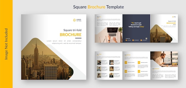 6 pages square business brochure template with modern shapes square brochure design premium vector