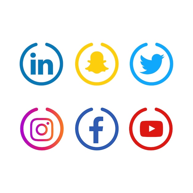 6 Social Media Round Icons