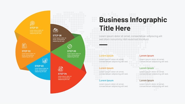 6 stappen creatieve infographic sjabloon