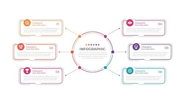 Vector 6 stappen element infographic voor bedrijven