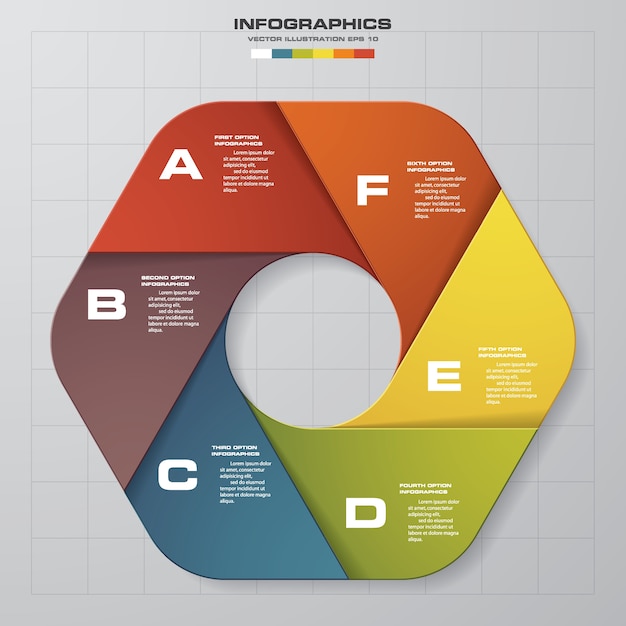 6 stappen van presentatie infographicsmalplaatje