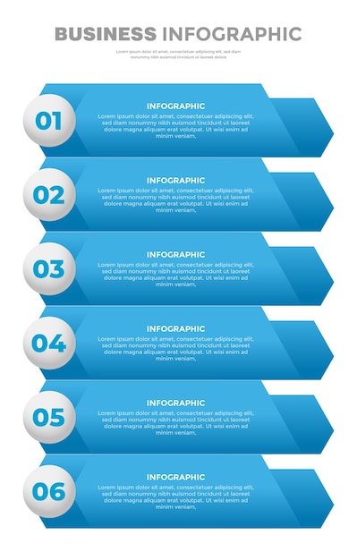 6 Шаг бизнес инфографики шаблон