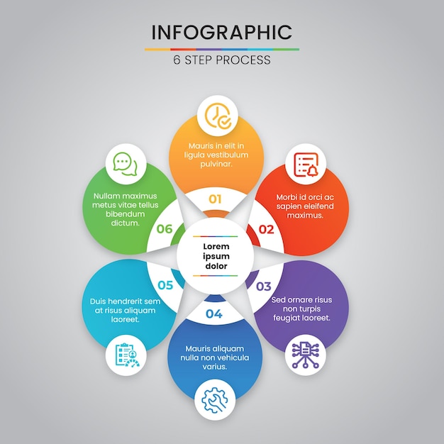 Vector 6 step process infographic