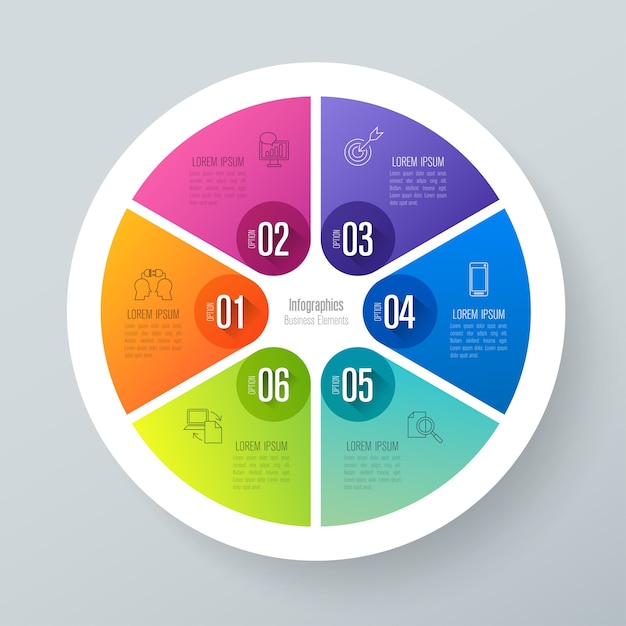 6 steps business infographic elements for the presentation