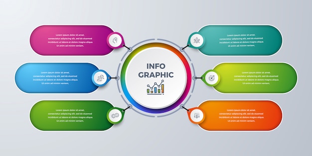 Infografica colorata a 6 passaggi