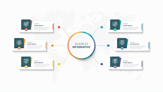 Modello di infografica aziendale creativa in 6 passaggi