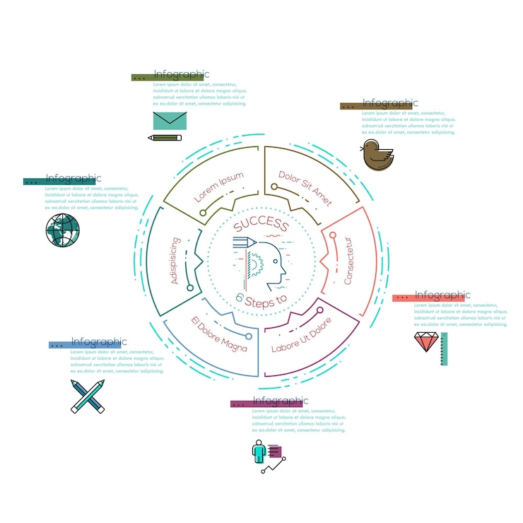 Vector 6 steps infographic