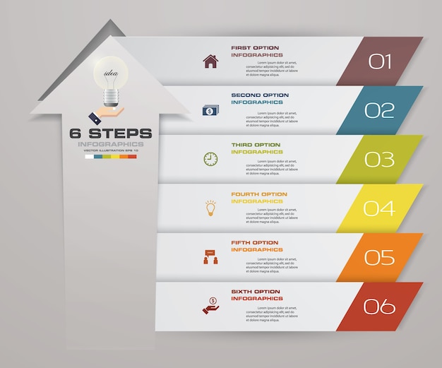 6 steps Infographics element arrow template chart.