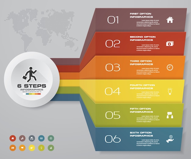 6 punti infographics elemento grafico per la presentazione.