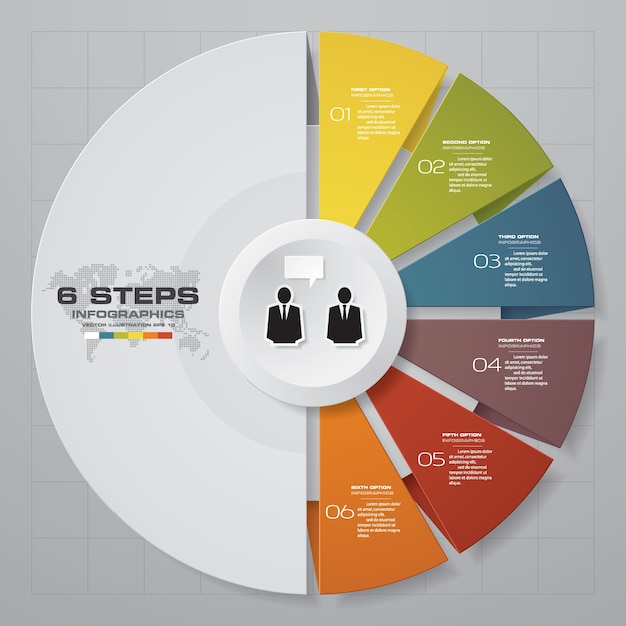 6 steps infographics element chart.