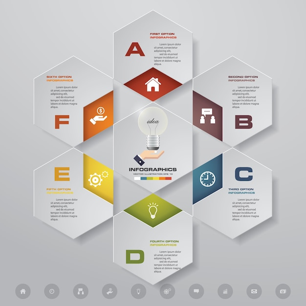 6 steps modern chart infographics elements.