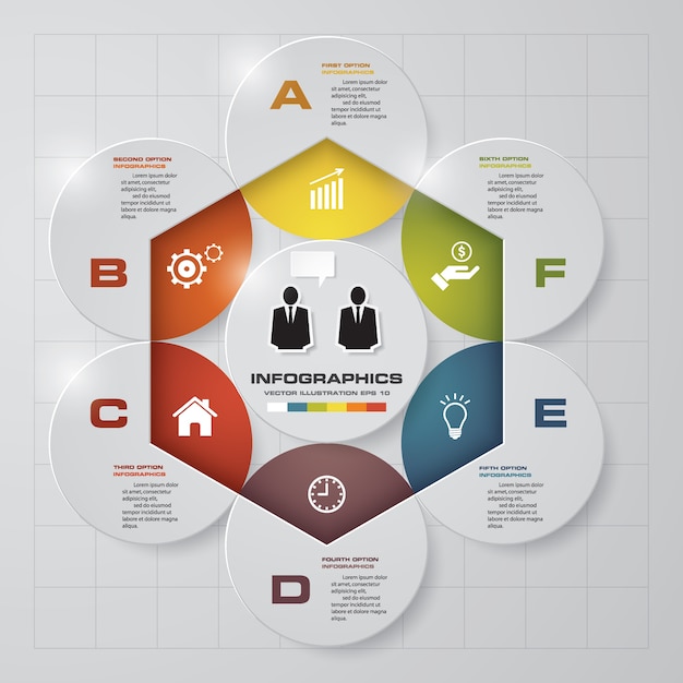 6段階のプレゼンテーションinfographicsテンプレート