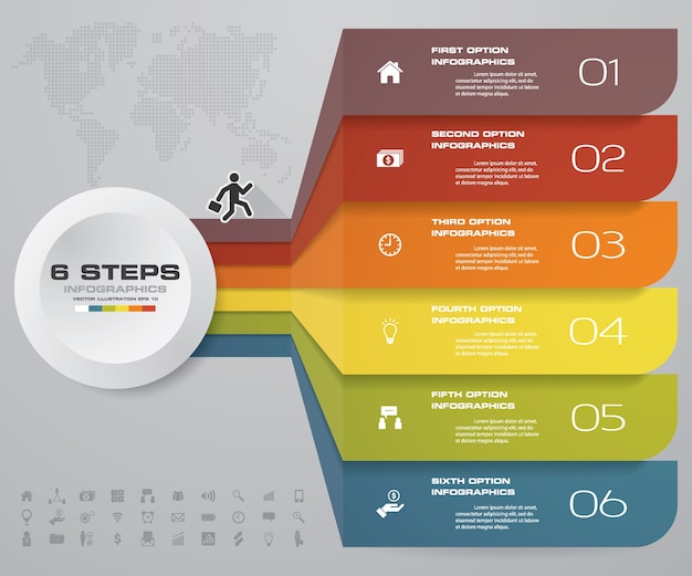 6 steps option banner for presentation.