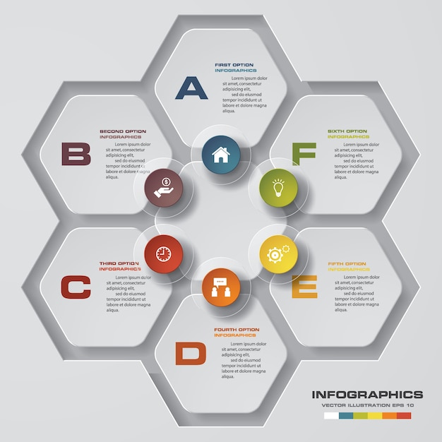 Elemento infografica di processo 6 passaggi per la presentazione.