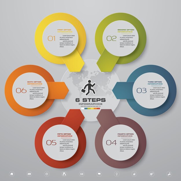 6 steps process infographics element for presentation.