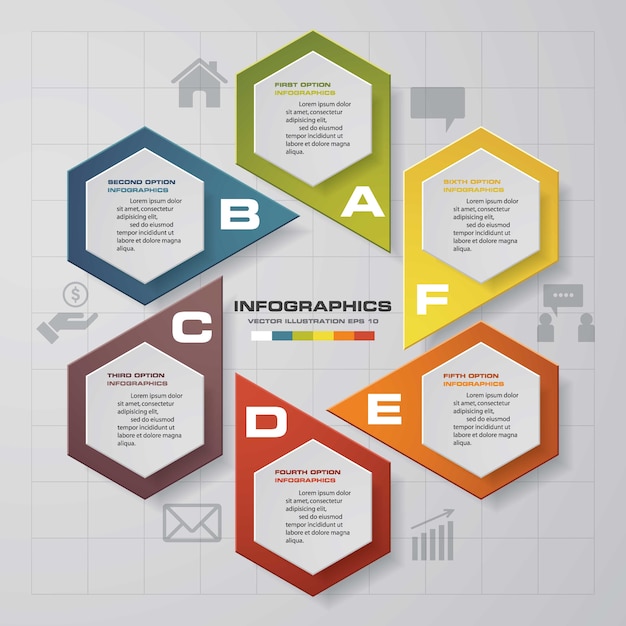 Vector 6 steps process. simple&editable abstract design element.