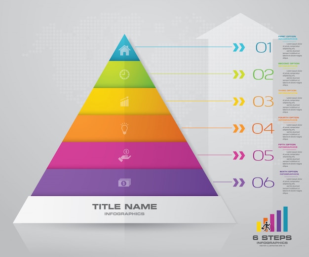 Vettore diagramma di presentazione della piramide a 6 gradini. eps10.