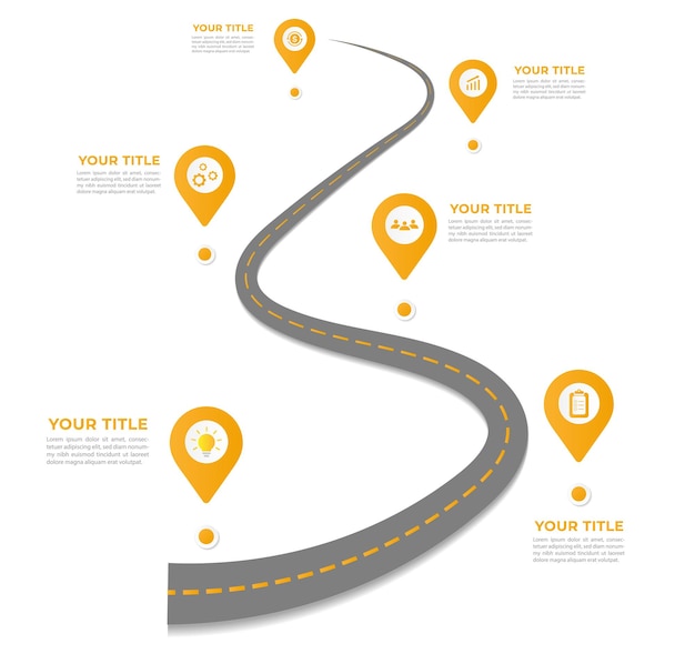 6 steps Roadmap diagram Infographic template for business