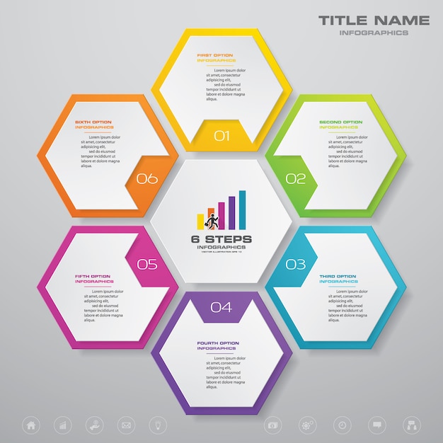 6 steps simple&editable process chart. eps 10.