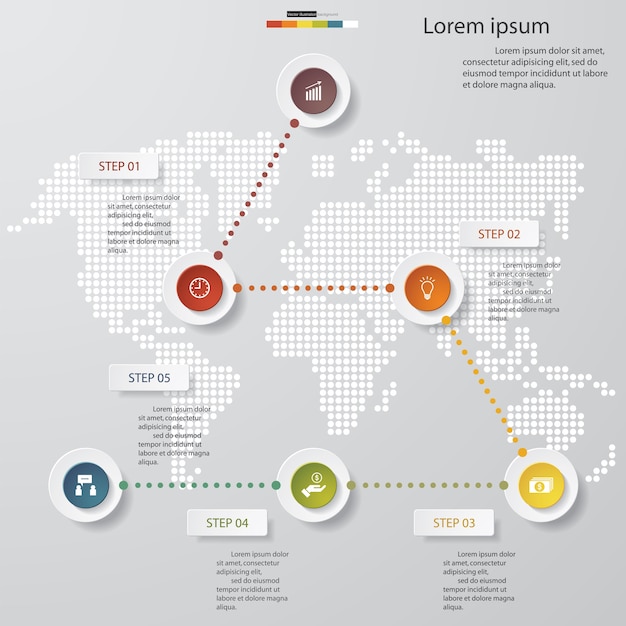 6 steps Timeline arrow infographic element