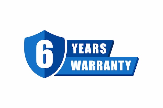 6 year warranty stamp badge isolated, warranty label