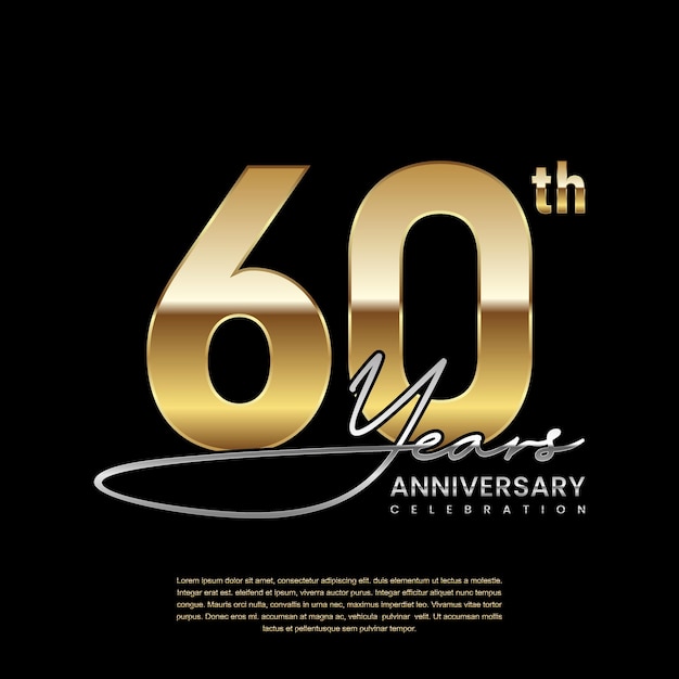 60-jarig jubileum Luxe logo met gouden ringstijl Logo Vector Template