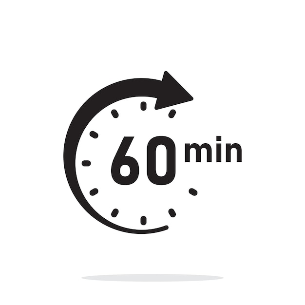 60 минут на иконе стоп-часовника в плоском стиле Векторная иллюстрация таймера на изолированном фоне