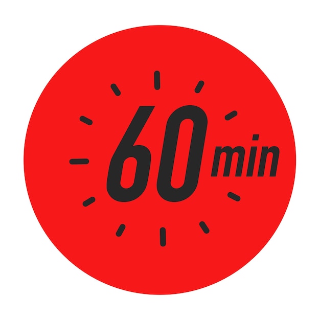 Vector 60 minutes timer symbol red color style