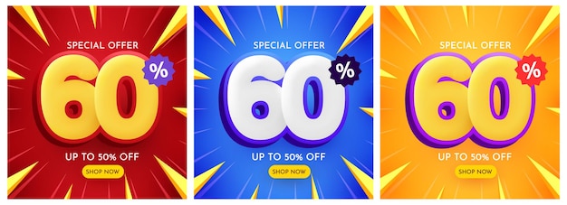 Vector 60 percent off discount creative composition mega sale vector illustration