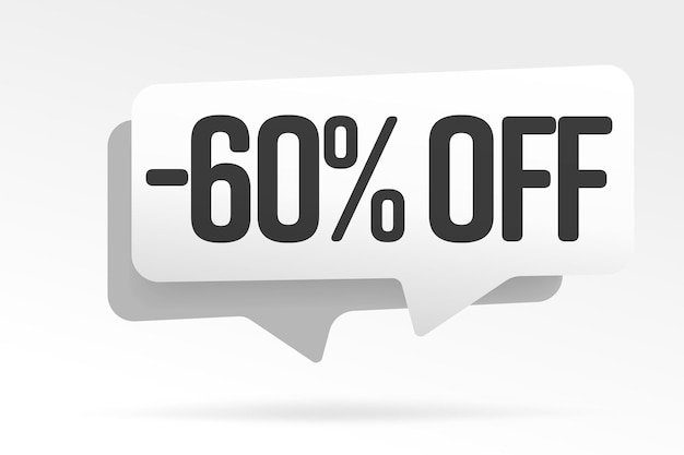 60 percent off white speech bubble sale sticker