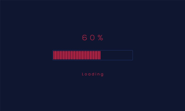 Vector 60 percent uploading progress bar red loading and processing menu bar design