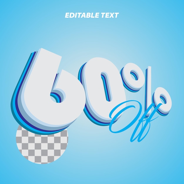 Vector 60 percents off 3d text style