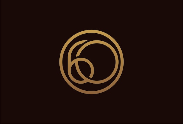60 year anniversary celebration logo design with golden circle